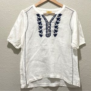 Roberta Roller Rabbit by Roberta Frey Mann Embroidered Linen Top, size M